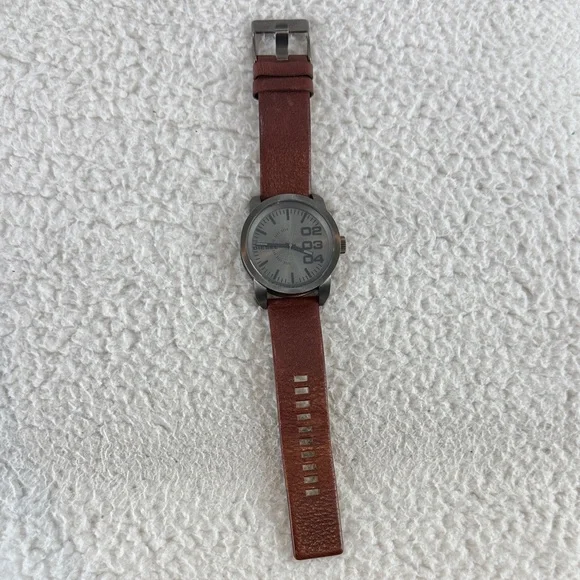 Diesel Oversized Grayed Out Black Dial with Brown Leather‎ Strap Watch Men’s
